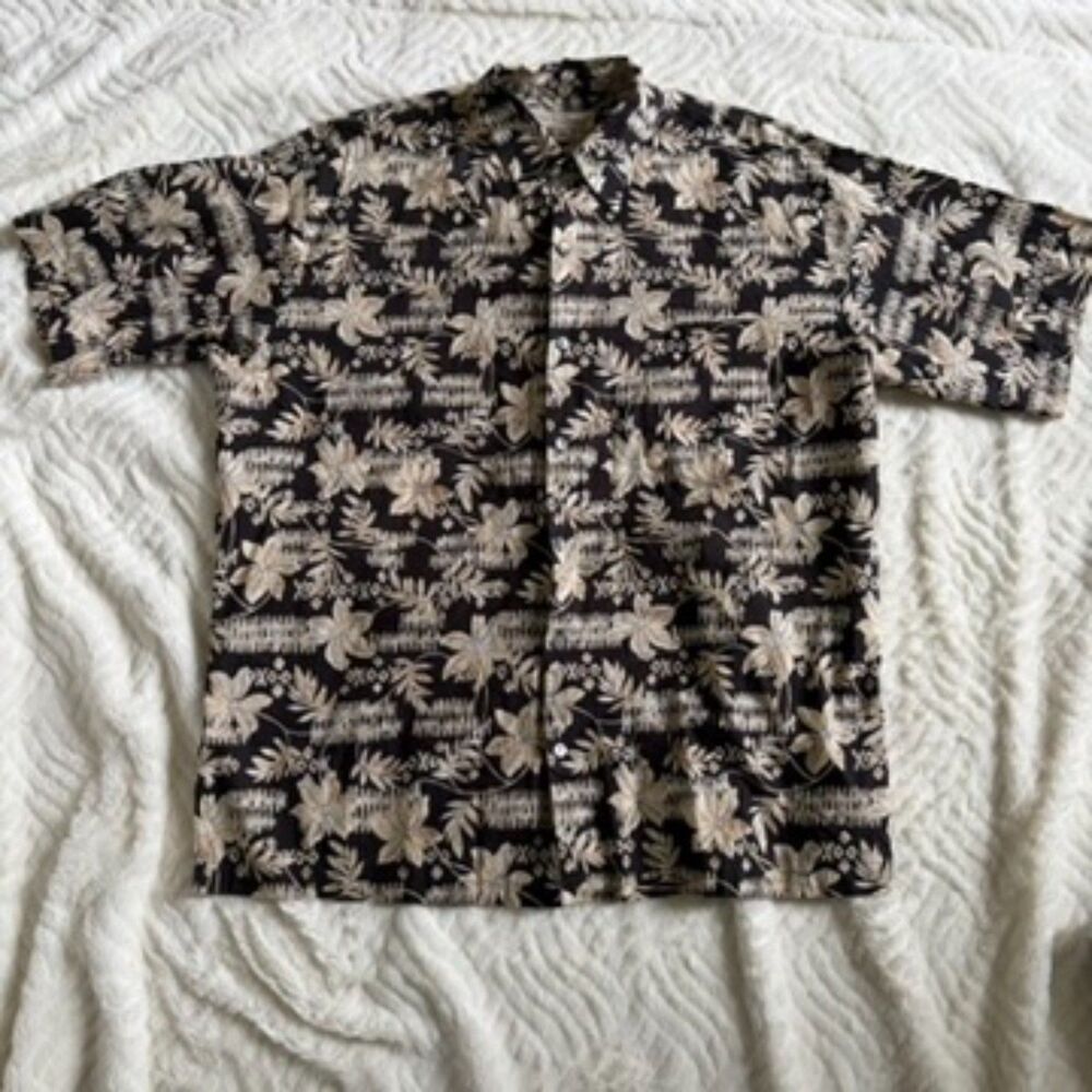 Tori Richard Men's 100% Cotton Hawaiian Shirt - Floral Aloha Button Down Size L